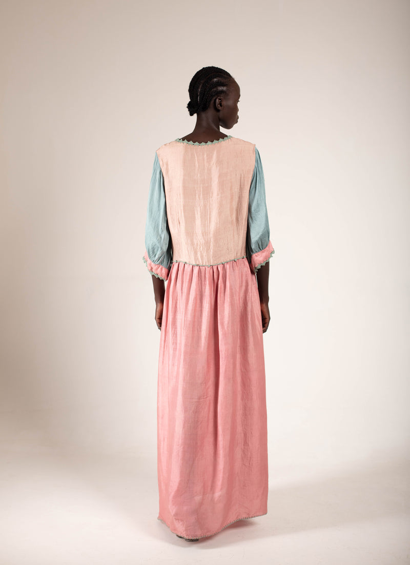 Peppercorn & Pink Silk Maxi dress