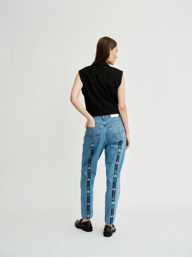 Women's Clover Wool Striped Jeans | Sustainable | Fanfare