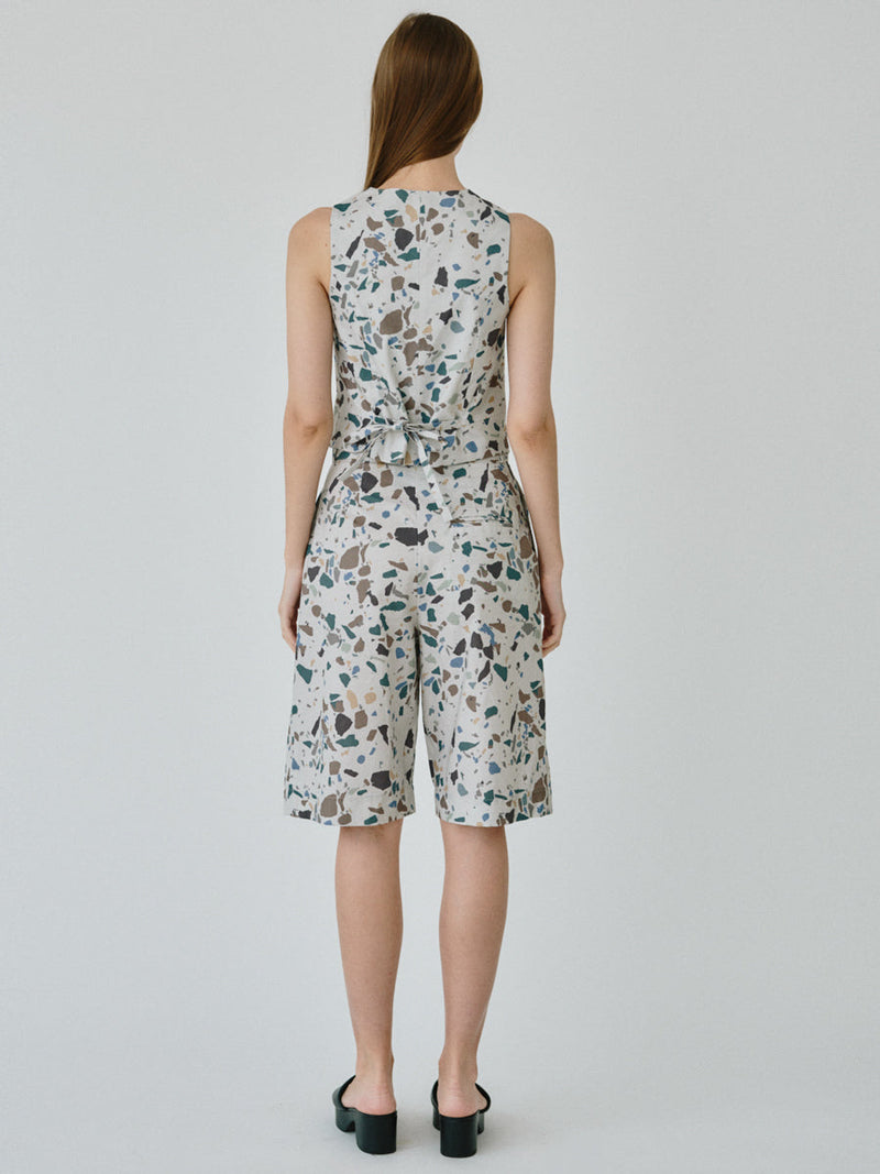 Women's Linen Waistcoat Top in Terrazzo Co-ord Set | Daphne | Fanfare