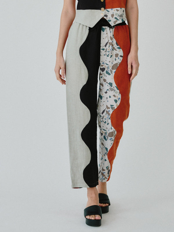 Women's Linen Trousers in Multi-Colour Co-ord Set | Swirl | Fanfare