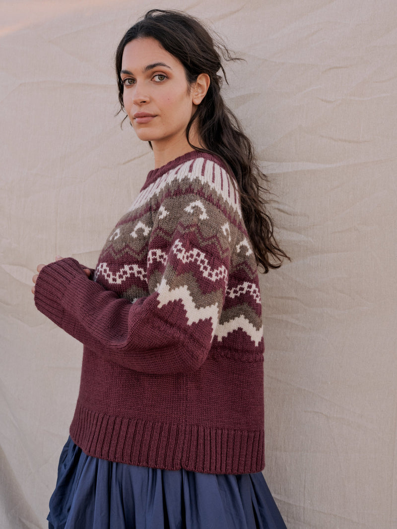 Fleetwood Jumper in Plum with Loam & Ecru