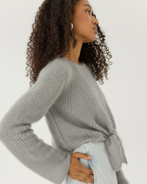 Skraistas: Fog Grey Silk & Mohair Cropped Cardigan