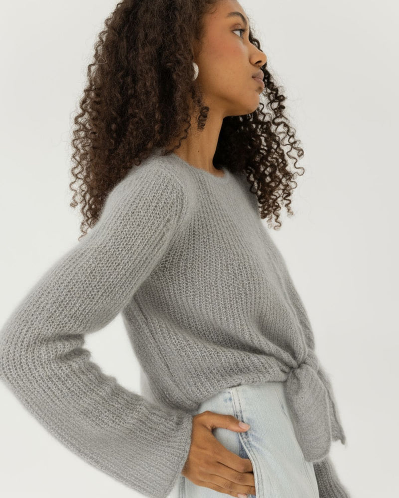 Skraistas: Fog Grey Silk & Mohair Cropped Cardigan