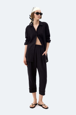 Black Linen Oversized Shirt