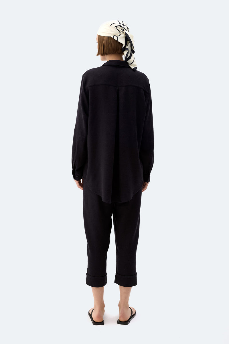 Black Linen Oversized Shirt