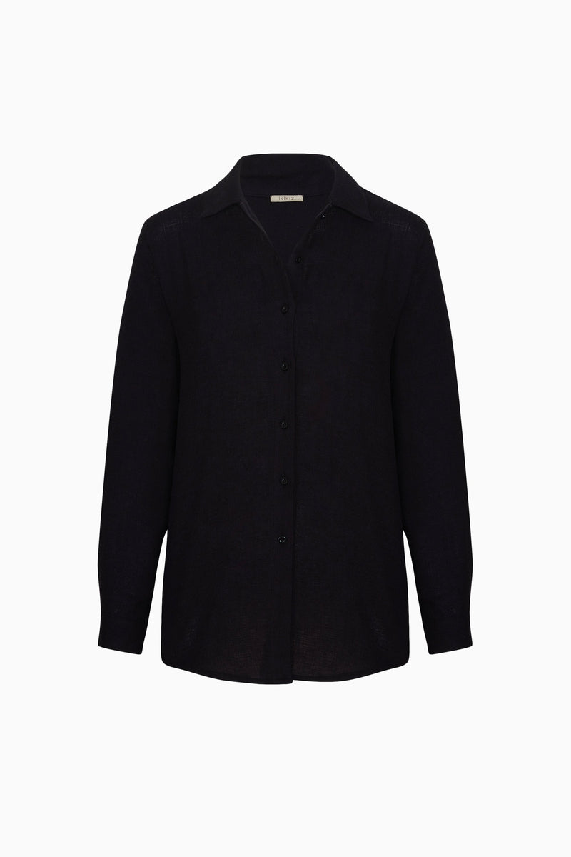 Black Linen Oversized Shirt