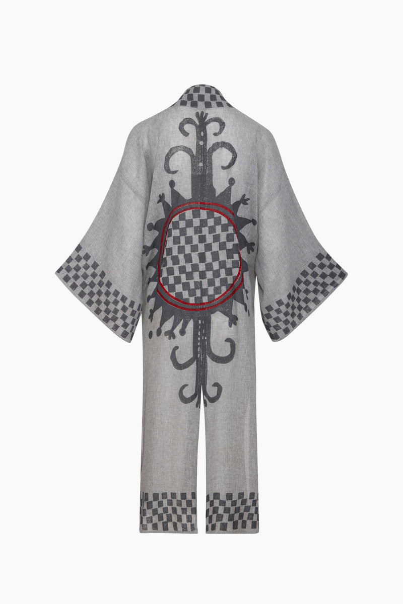 Grey Checkered Kimono