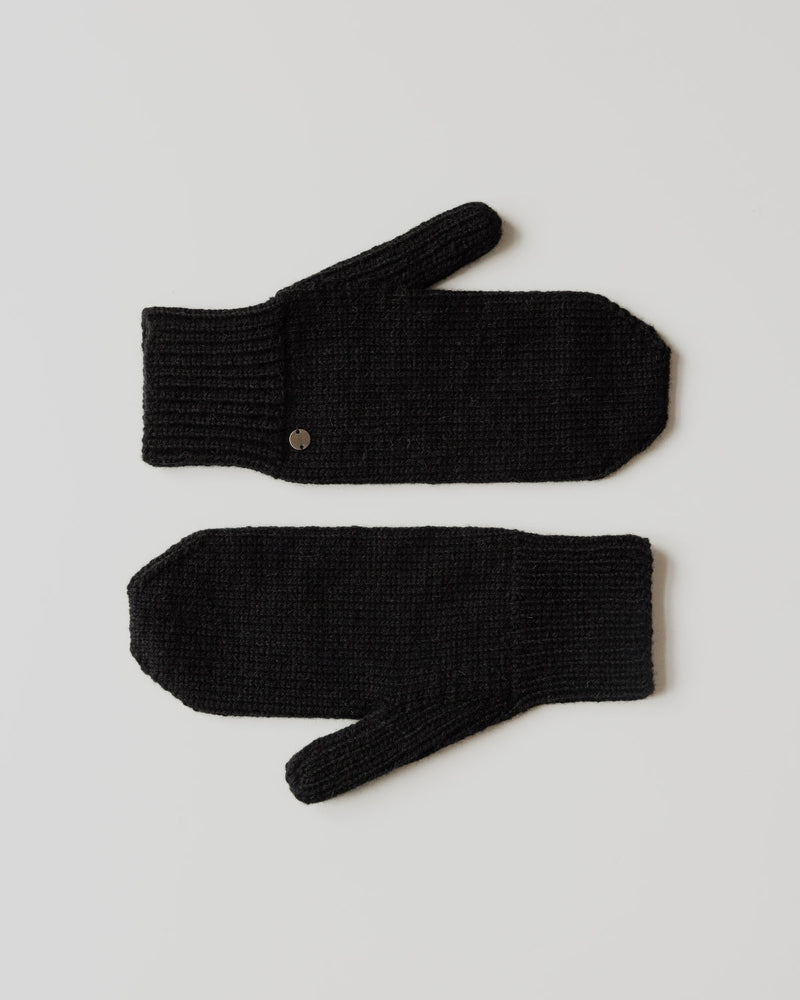 Vilna: Black Alpaca Wool Mittens