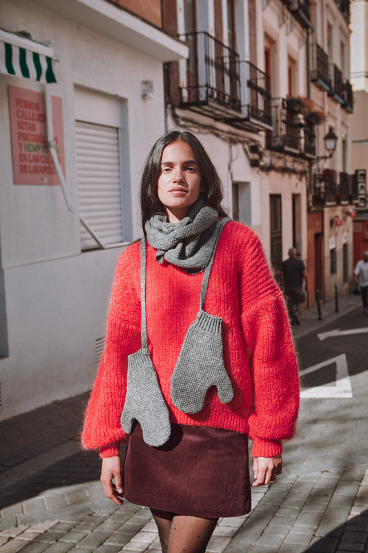 HORTENSE Bandana Sophie scarf in Merino Wool - Ash Grey
