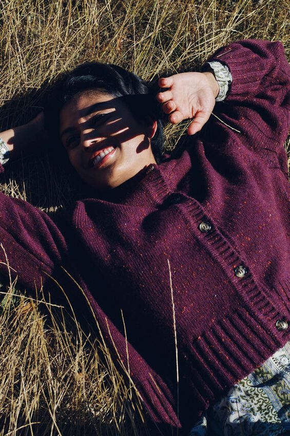 East Zoya Crew Neck Cardigan Red