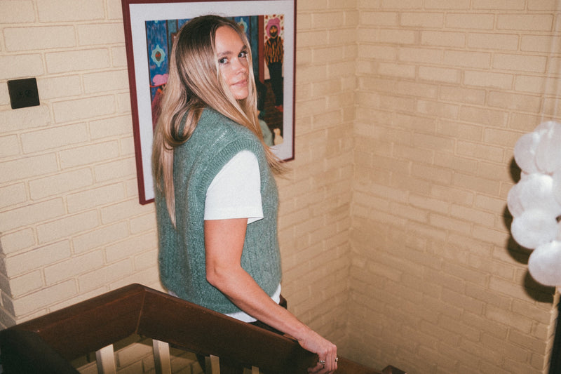 Pointelle Knit Vest - Peony Pink