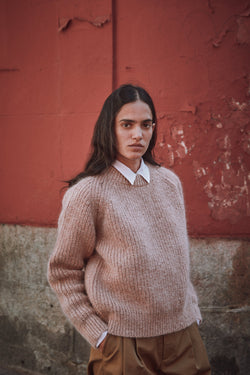 AGNES Sweater - 100% Cruelty Free Merino   Mohair Wool in light pink Spanish Merino Wool sweater - L'Envers