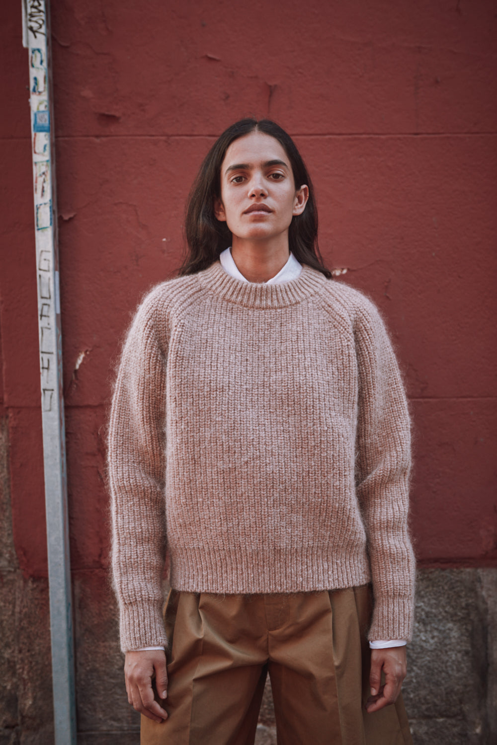 AGNÈS Raglan Sweater in Merino-Mohair Wool - Light Pink – Gather&See