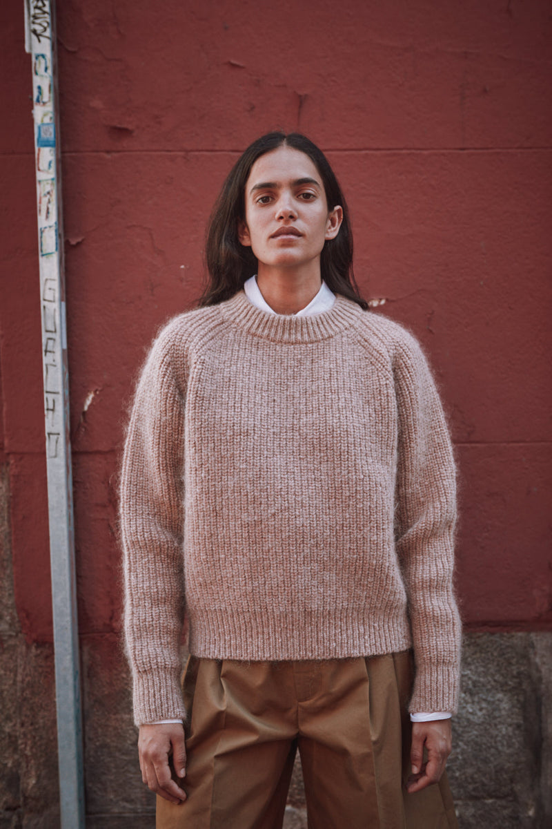 AGNES Sweater - 100% Cruelty Free Merino   Mohair Wool in light pink Spanish Merino Wool sweater - L'Envers