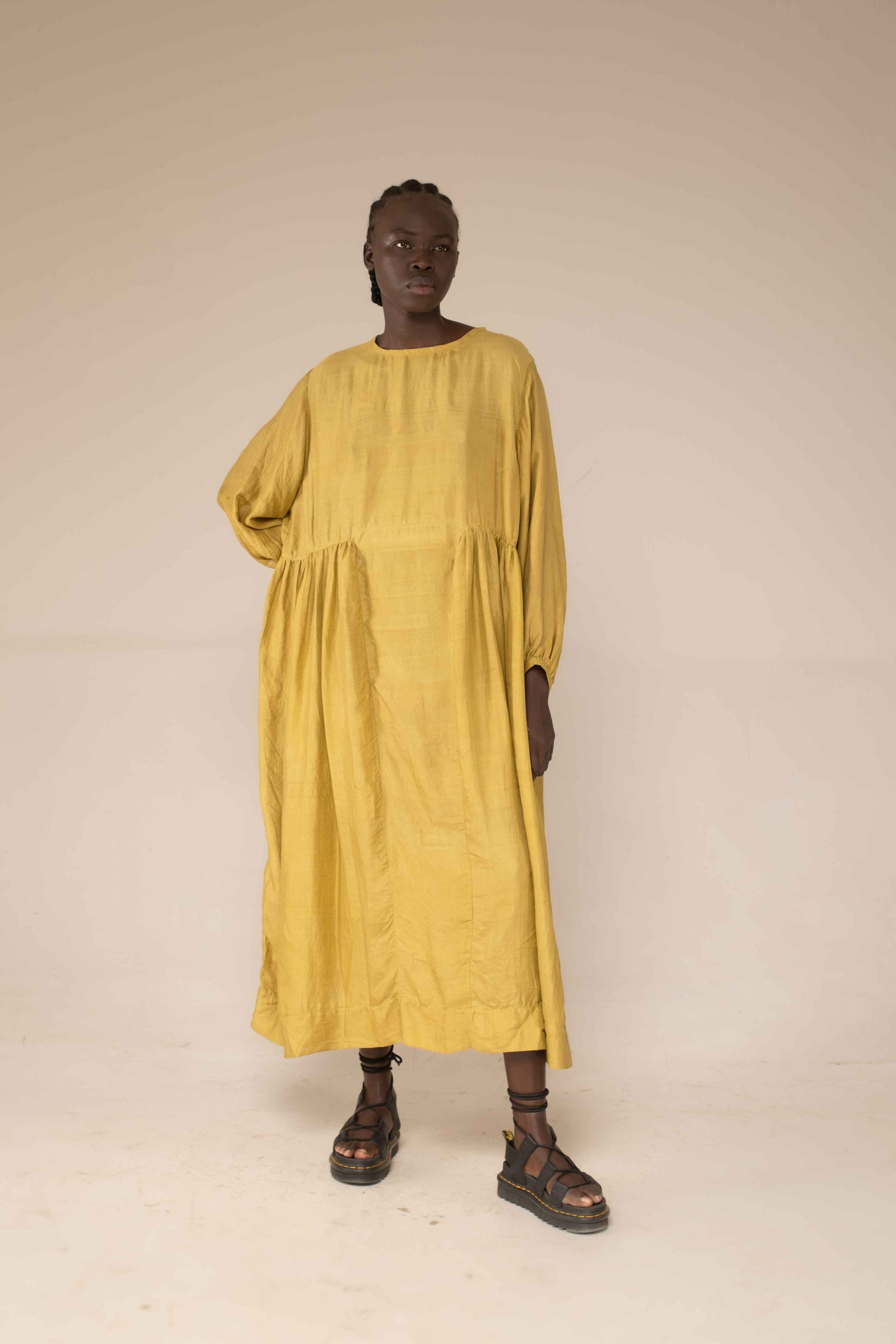 Balloon dress - chartreuse