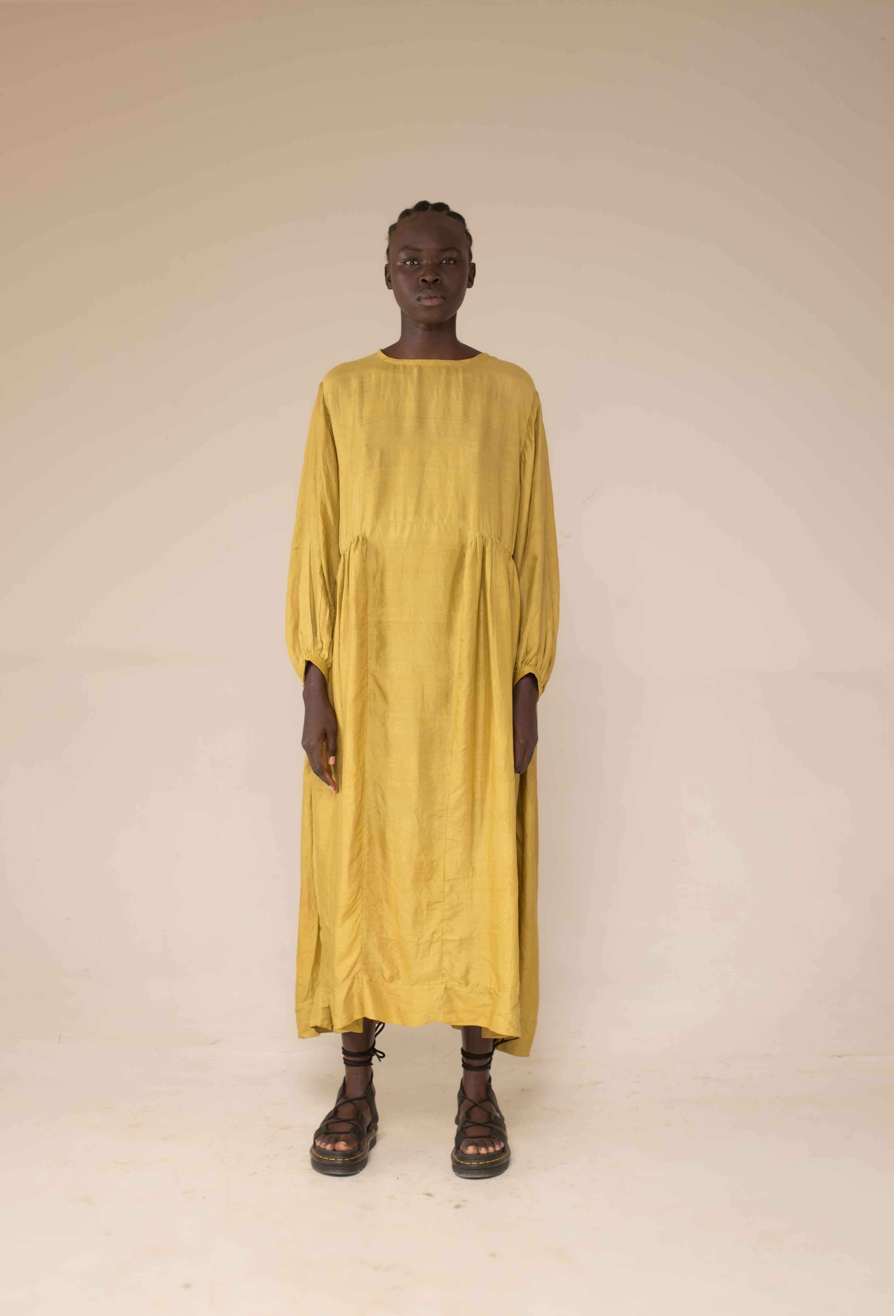 Balloon dress - chartreuse