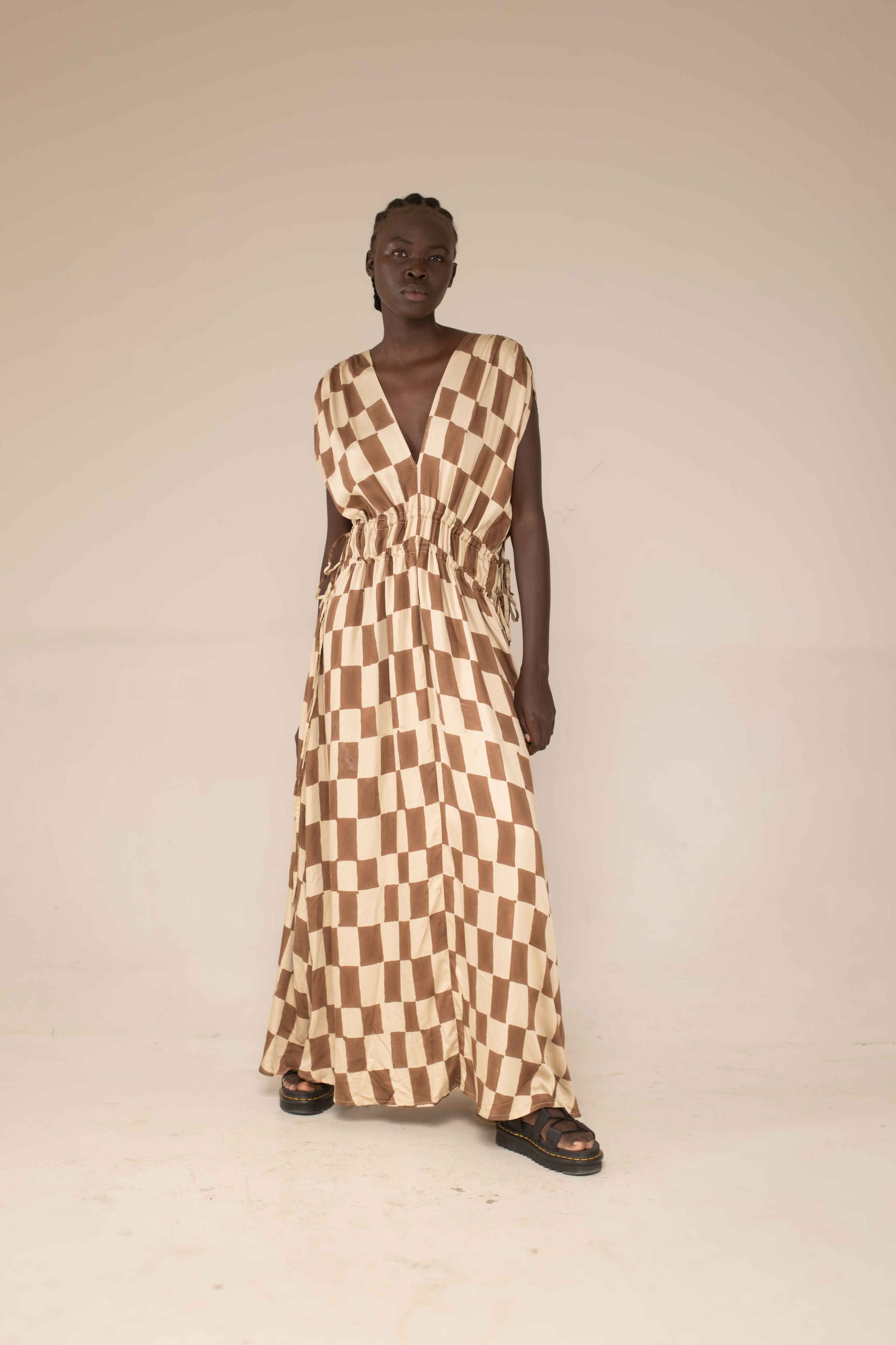 Cleo dress - Block print mocha