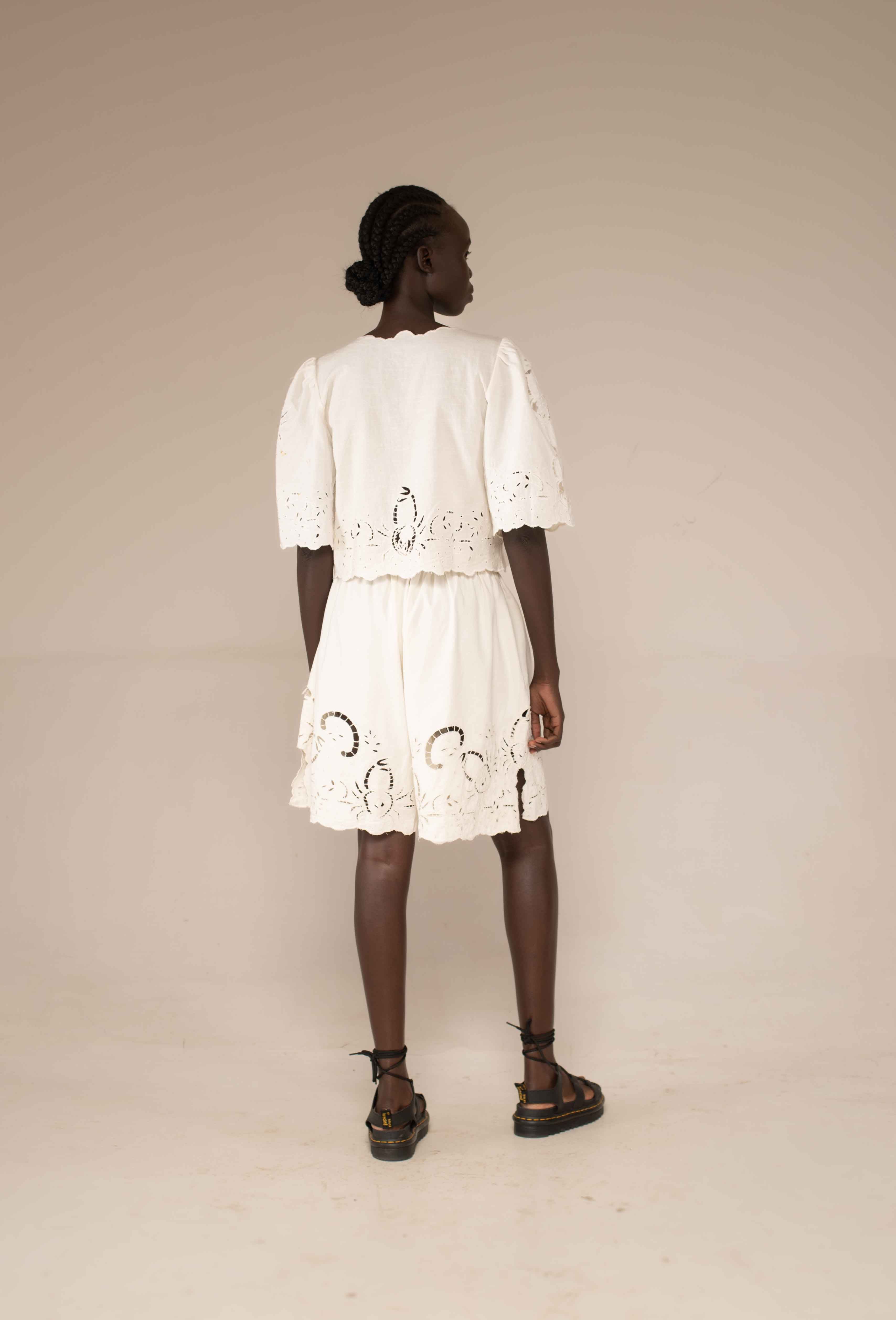 Sailor shorts- Crab cut out embroidery