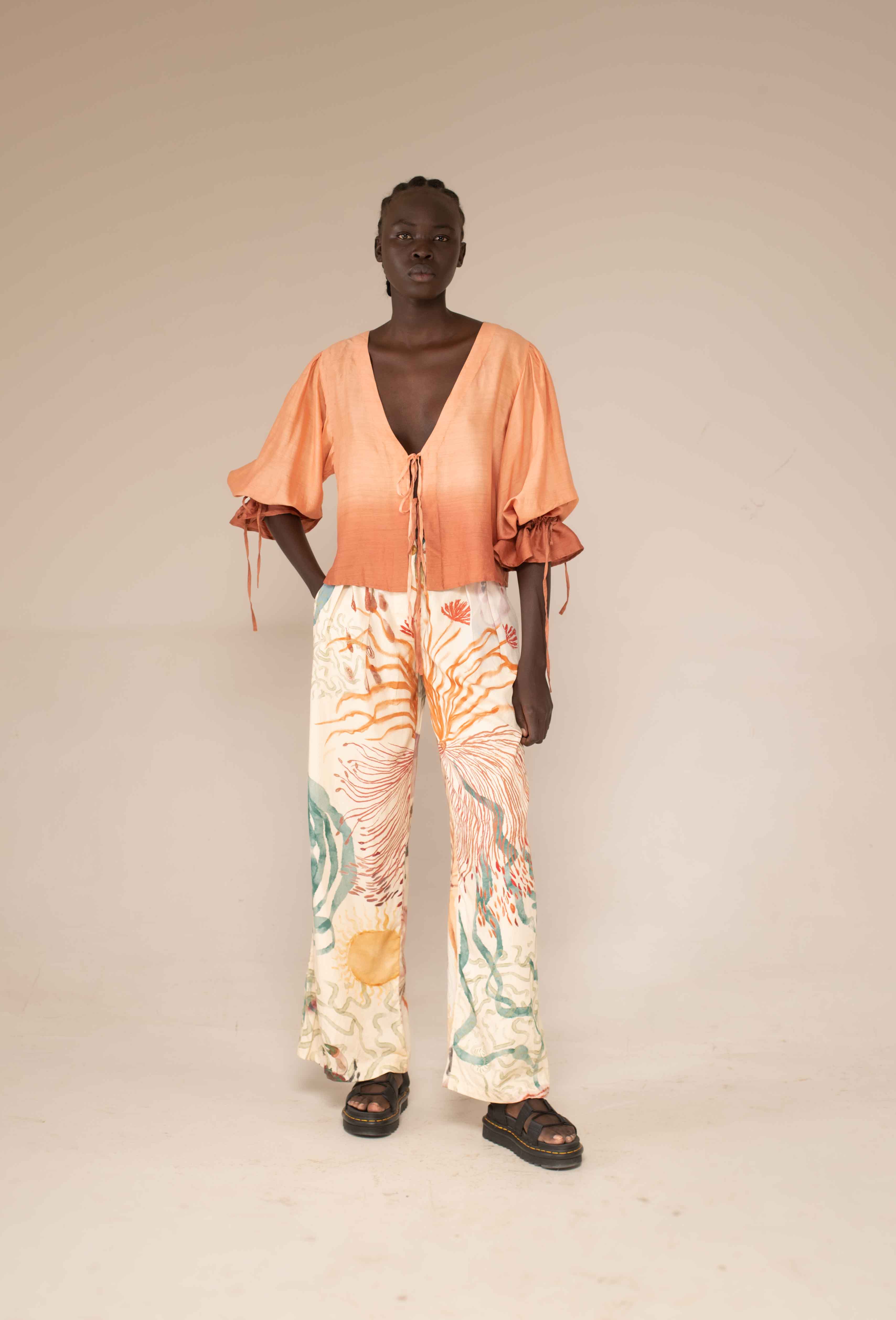 Tie front top - Sunset ombre
