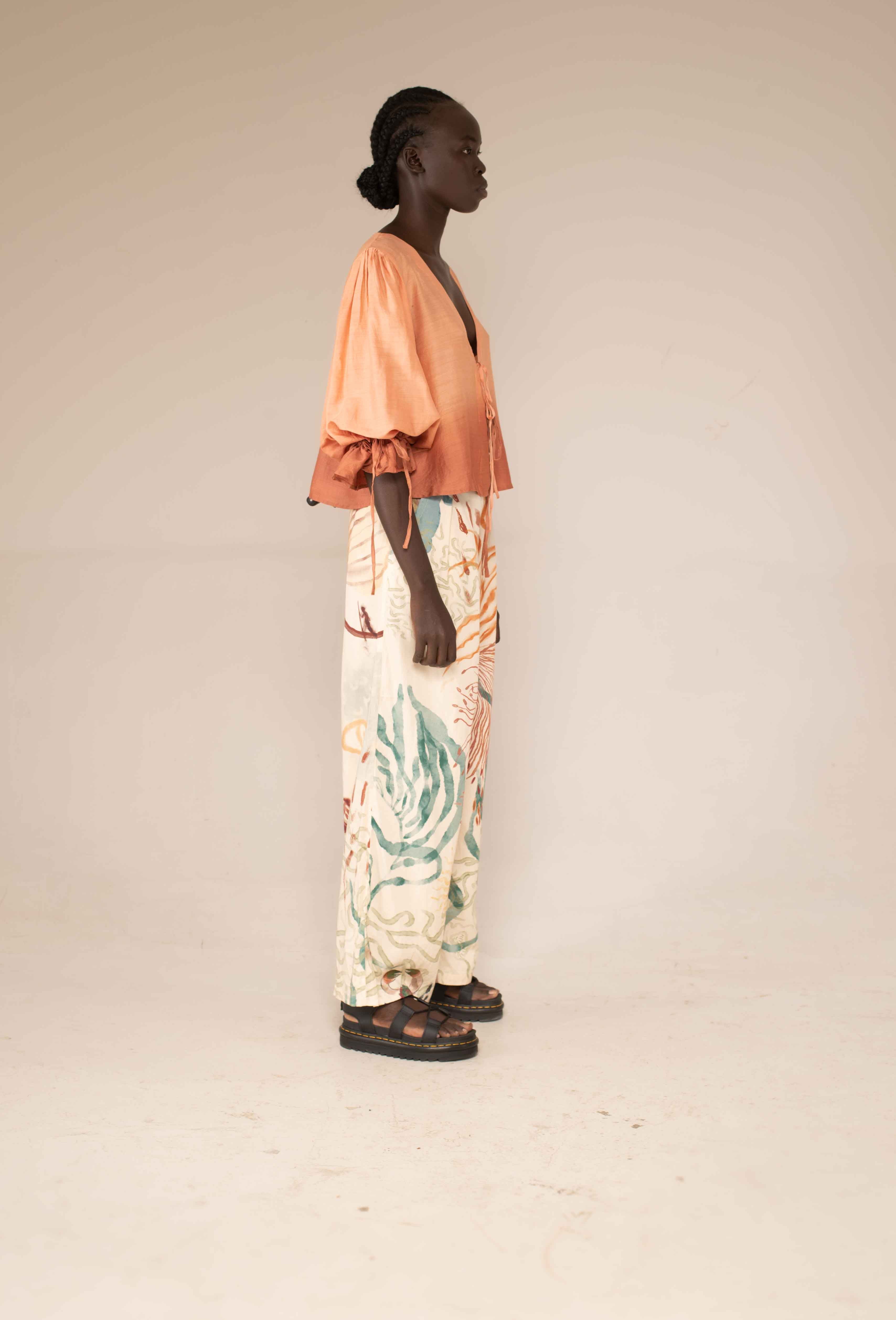 Tie front top - Sunset ombre