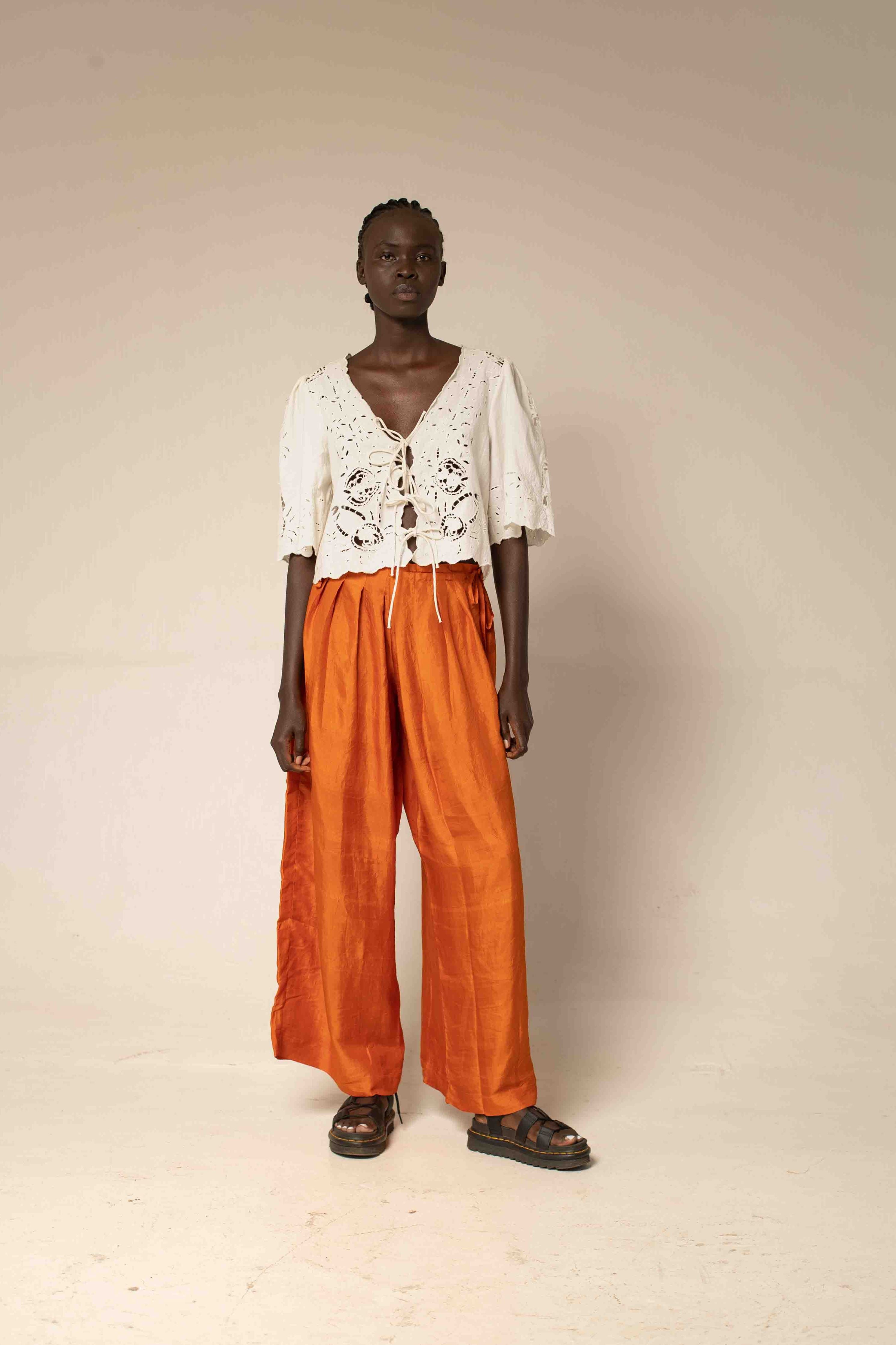 Bag pants - Orange silk
