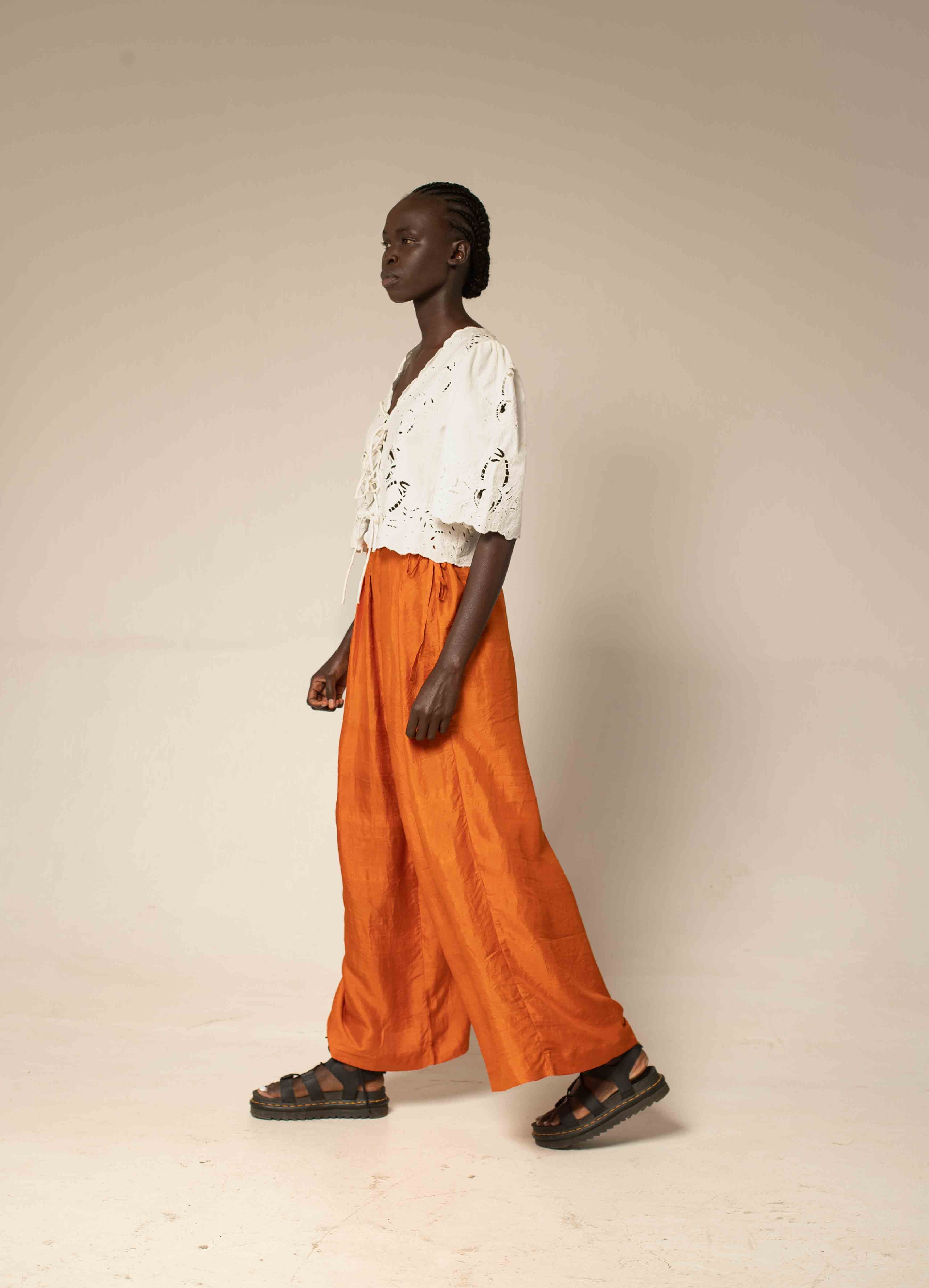 Bag pants - Orange silk
