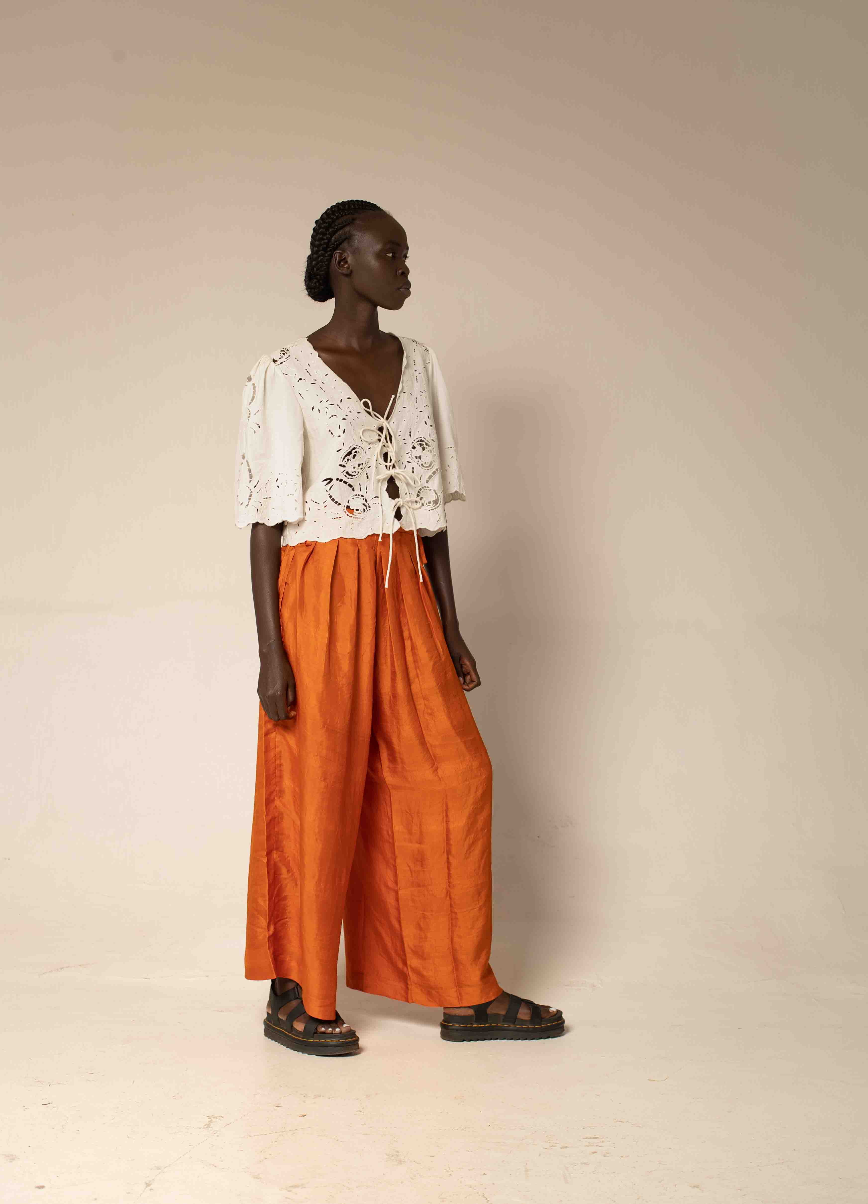 Bag pants - Orange silk