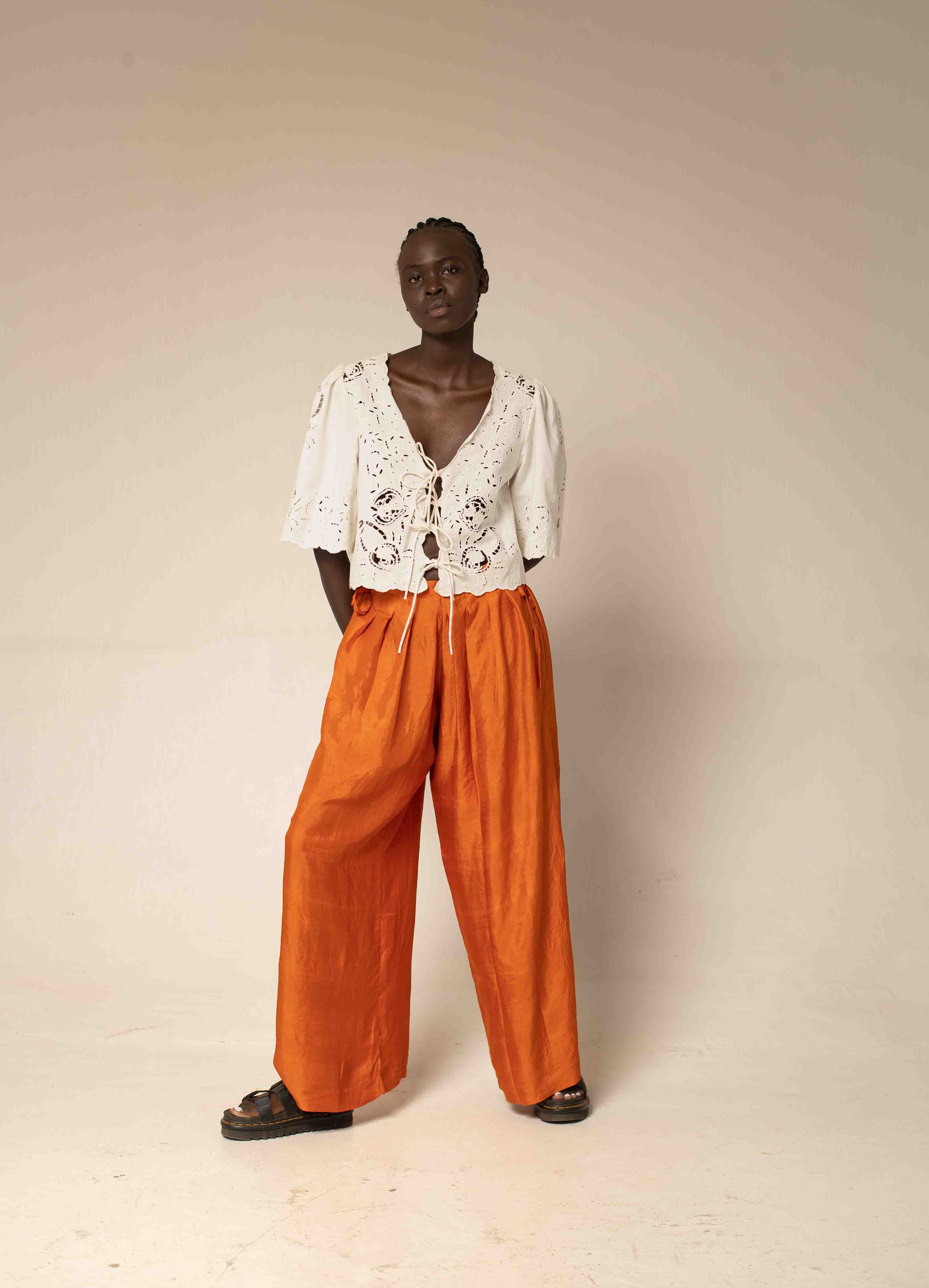 Bag pants - Orange silk