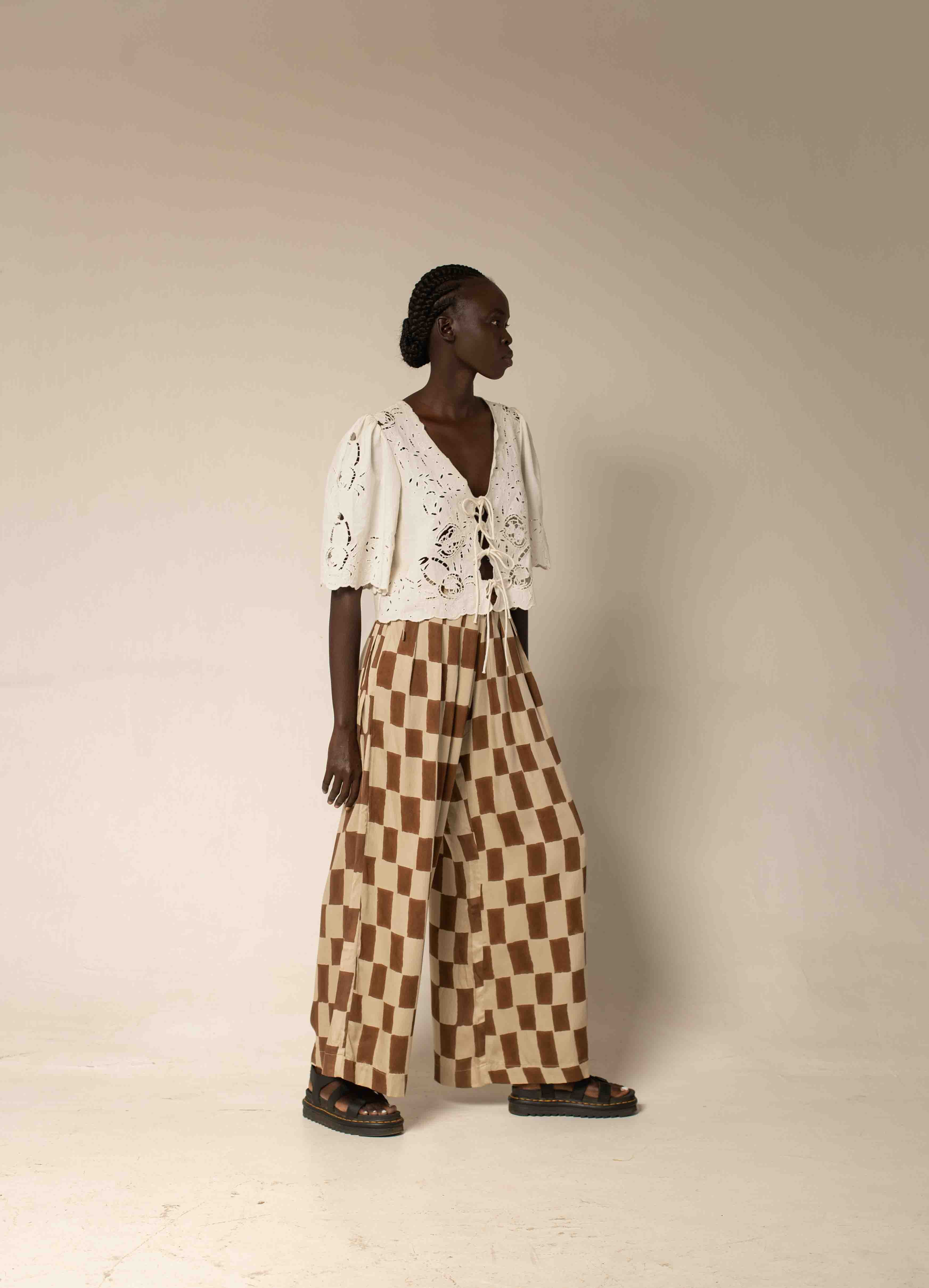 Bag pants - Block print mocha