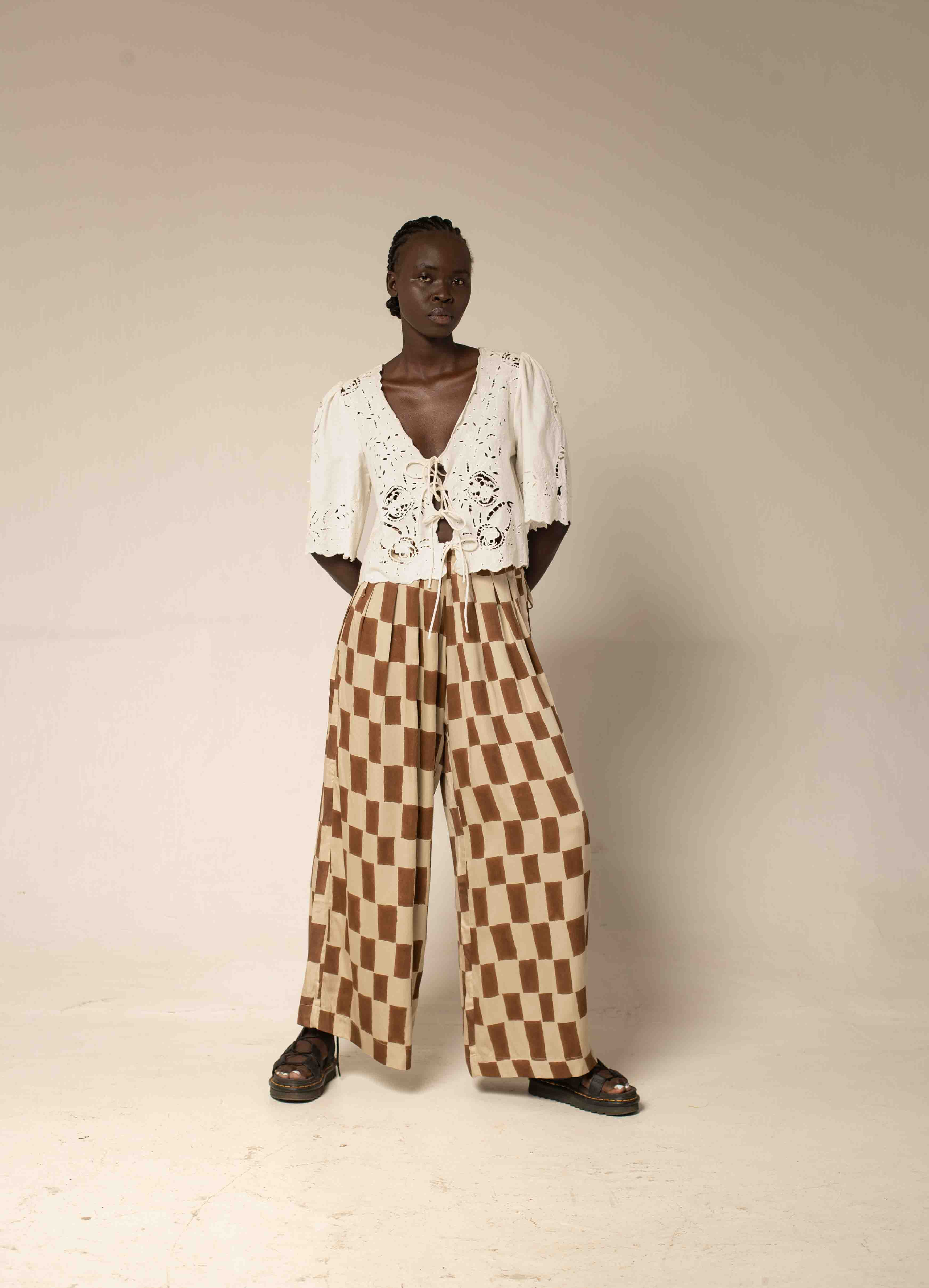 Bag pants - Block print mocha