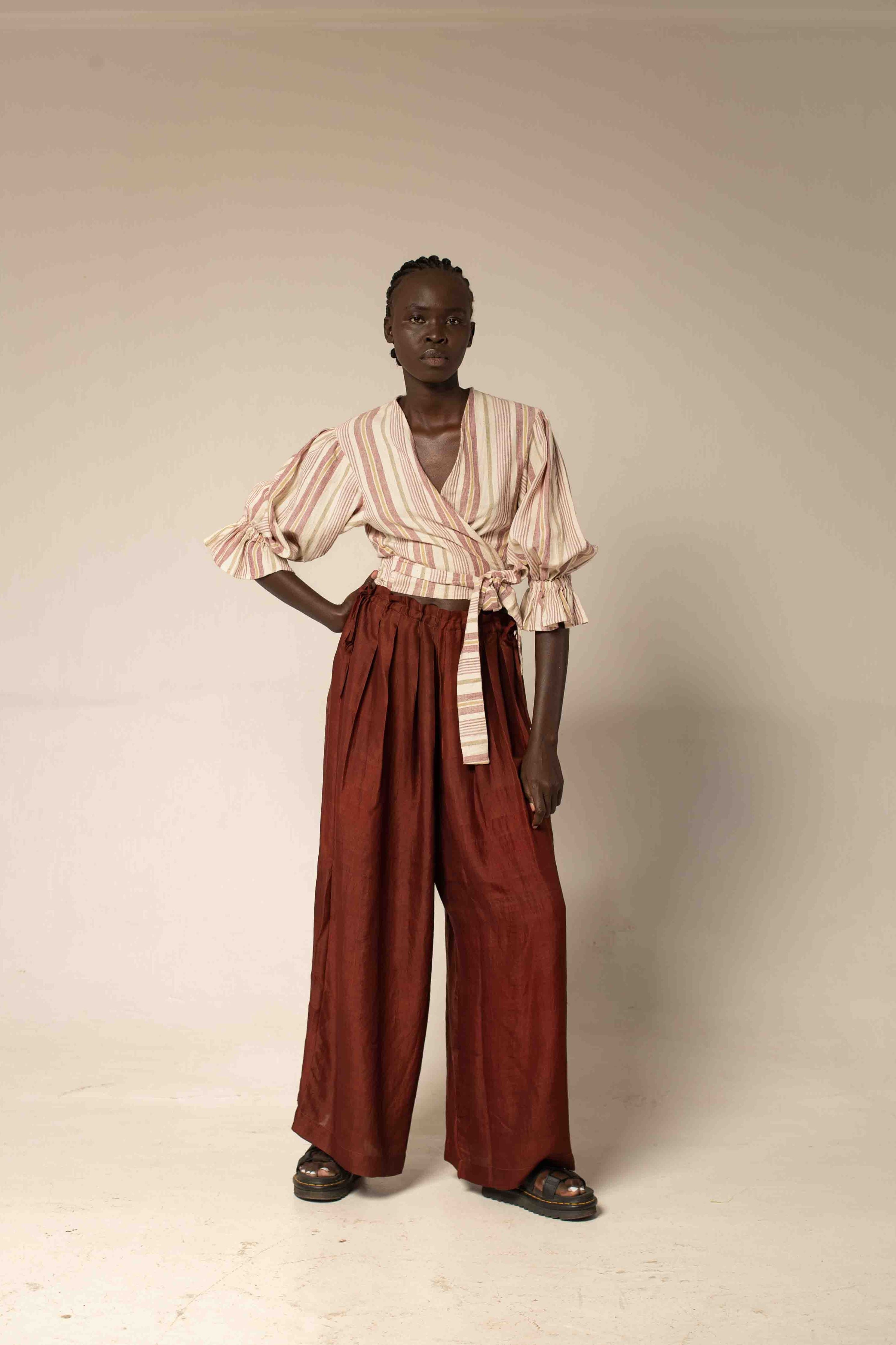 Bag pants - Chestnut silk