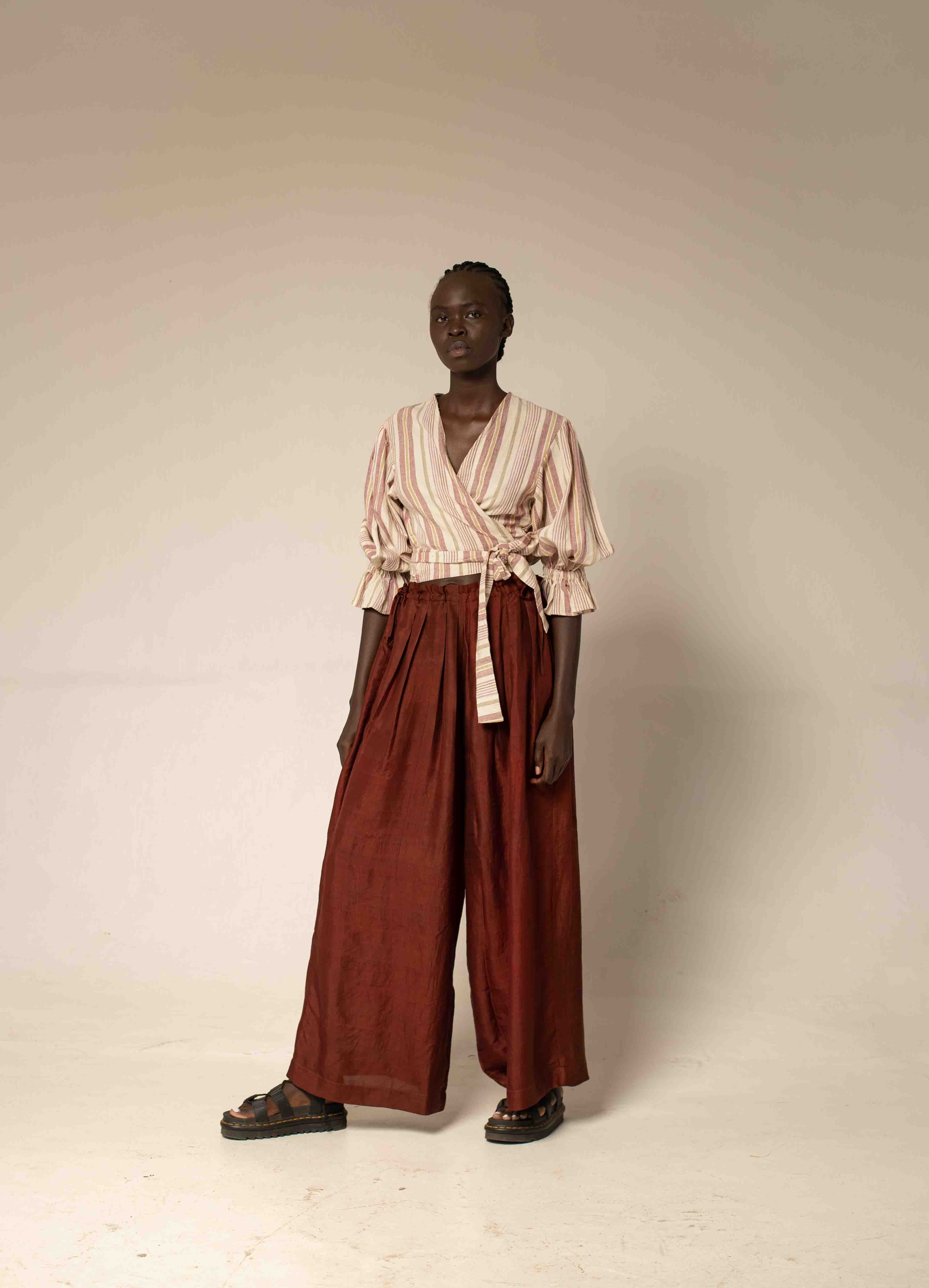 Bag pants - Chestnut silk