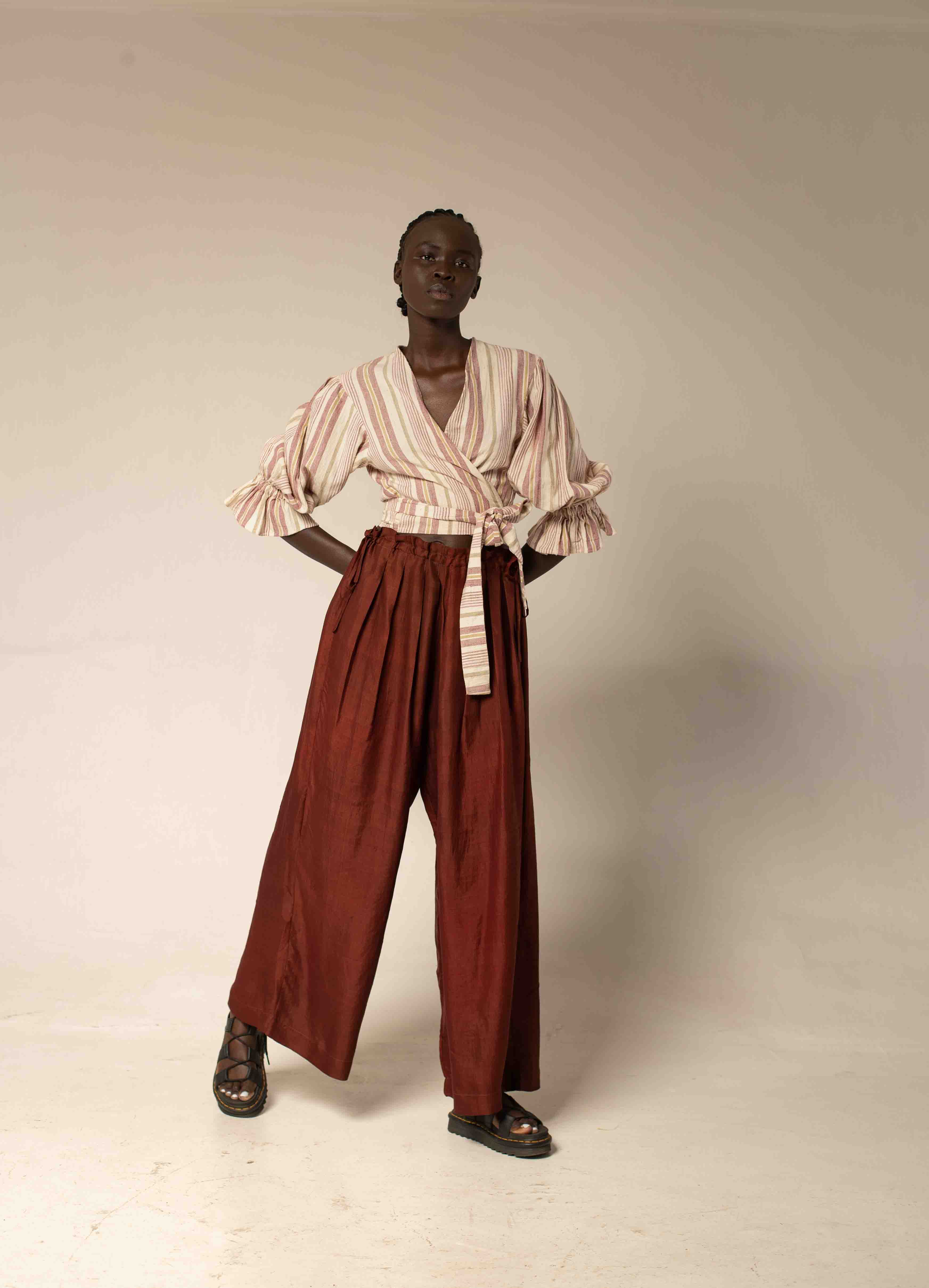 Bag pants - Chestnut silk