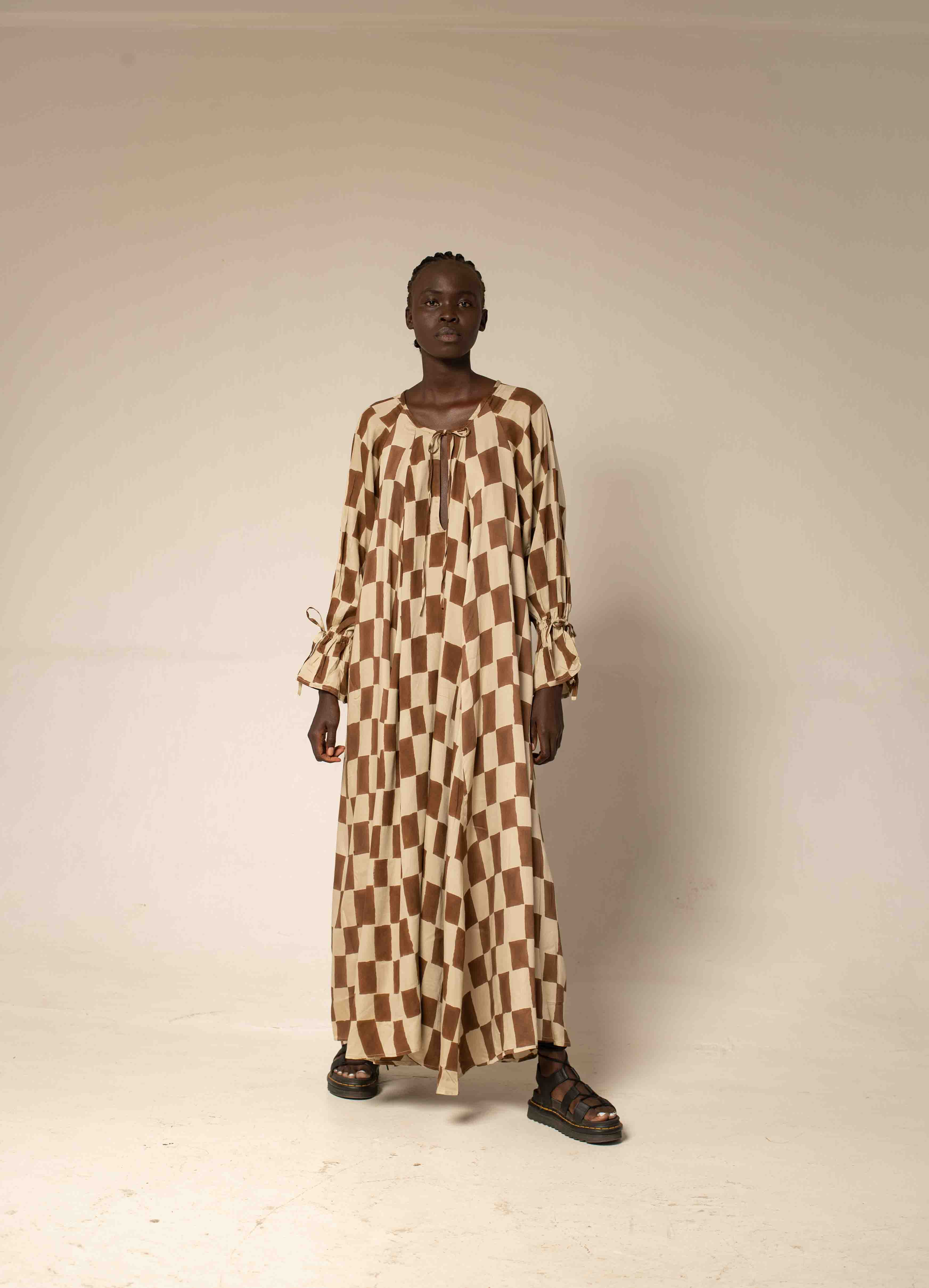 Maxi dress - Block print mocha