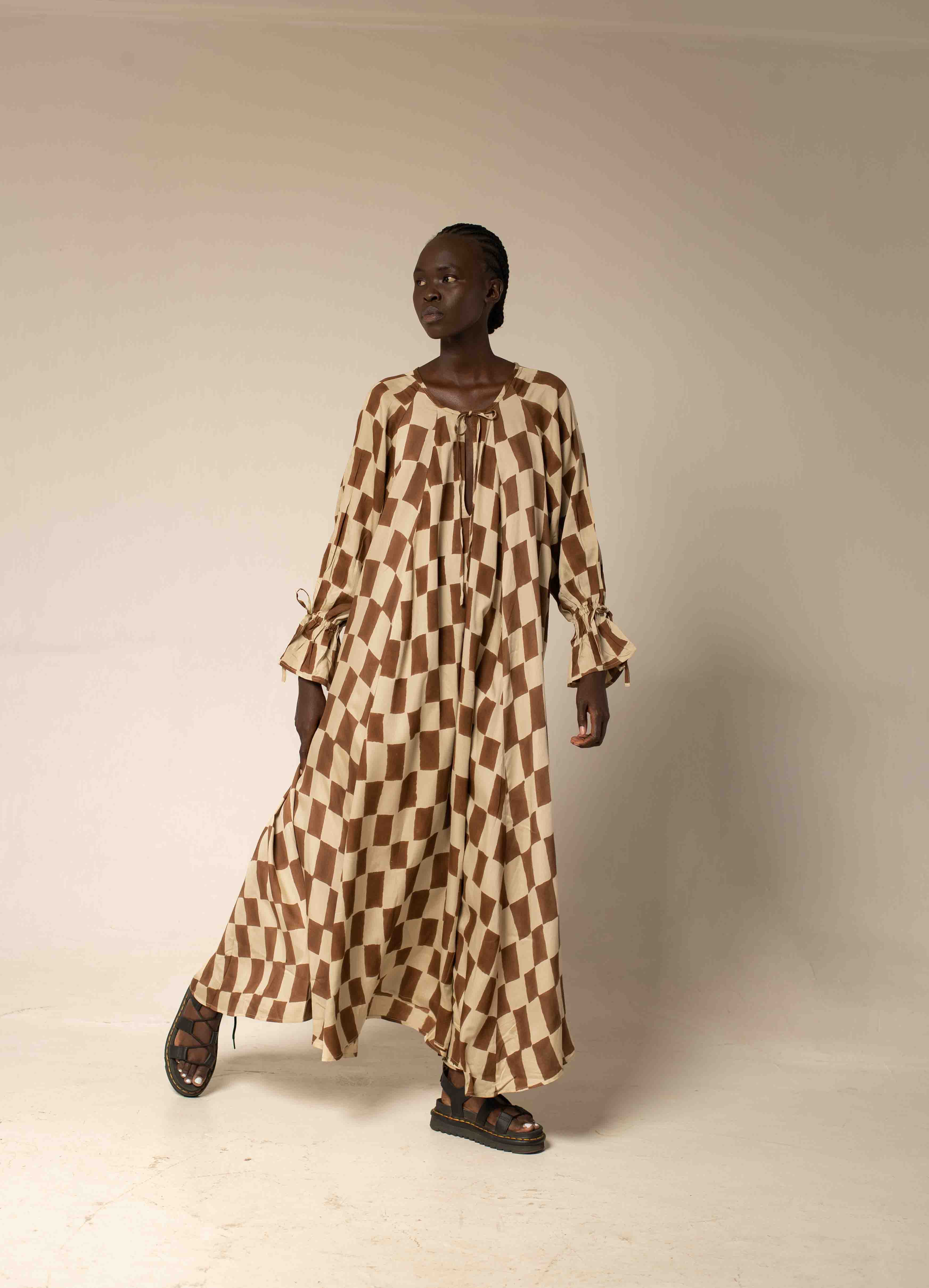Maxi dress - Block print mocha