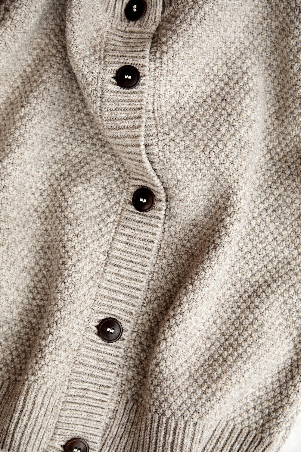 ANAIS Puff Sleeve Cardigan in Merino Wool - Beige