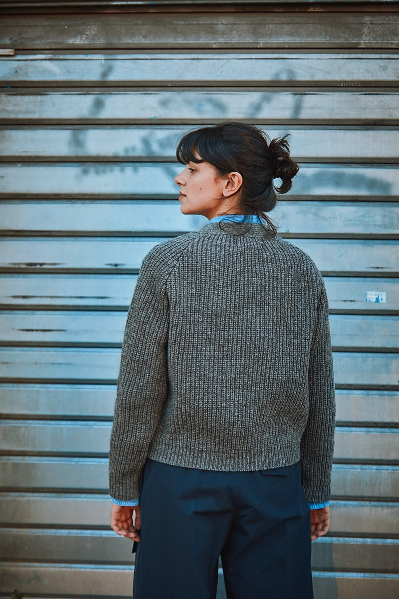 ANNA V-Neck Cardigan in Merino Wool - Ash Grey - Spanish Merino Wool Cardigan - L'Envers