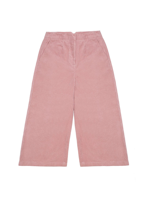 Amelia Wide Leg Culotte Trouser, Pink Corduroy Cotton