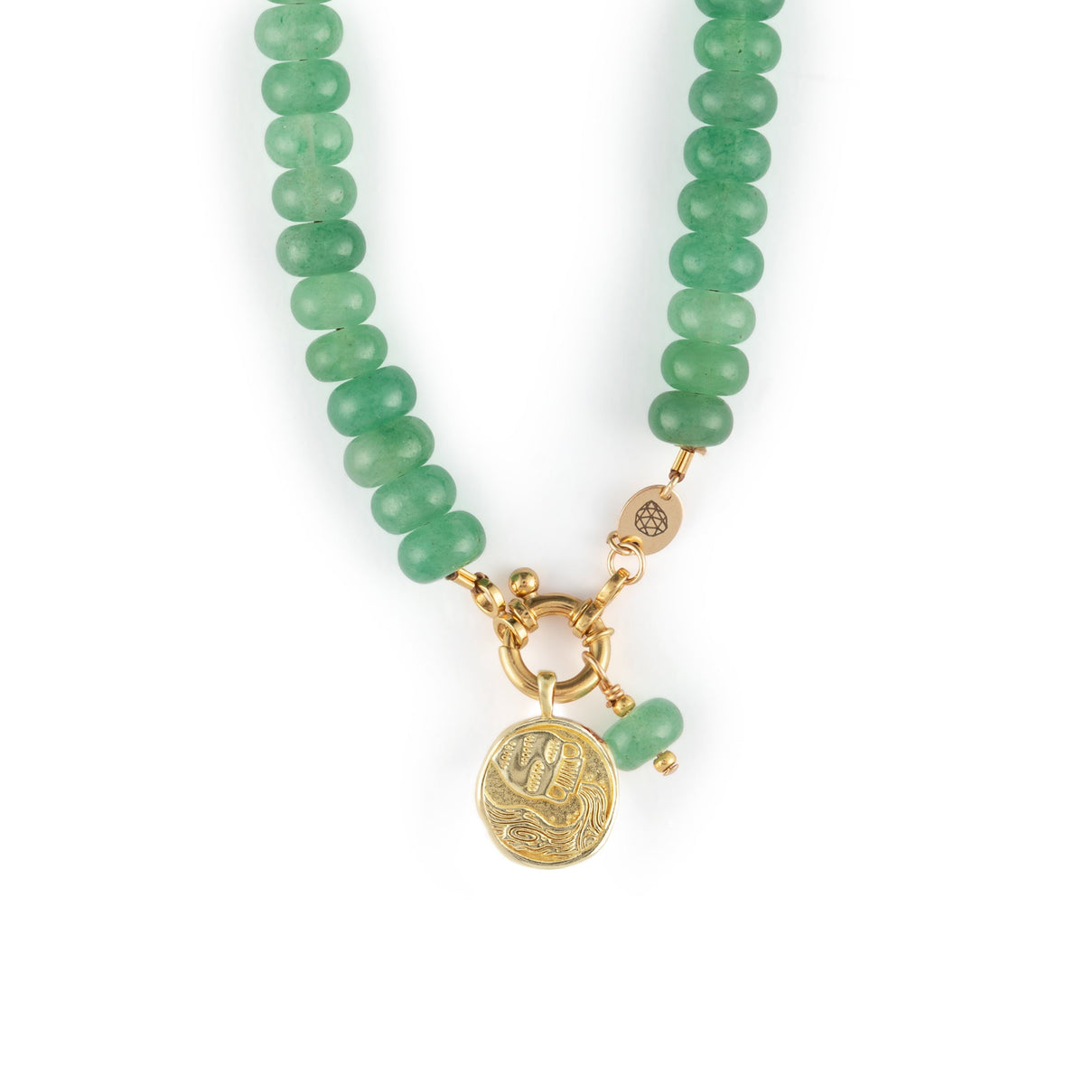 Gold Zodiac Coin Pendant Necklace • Aquarius