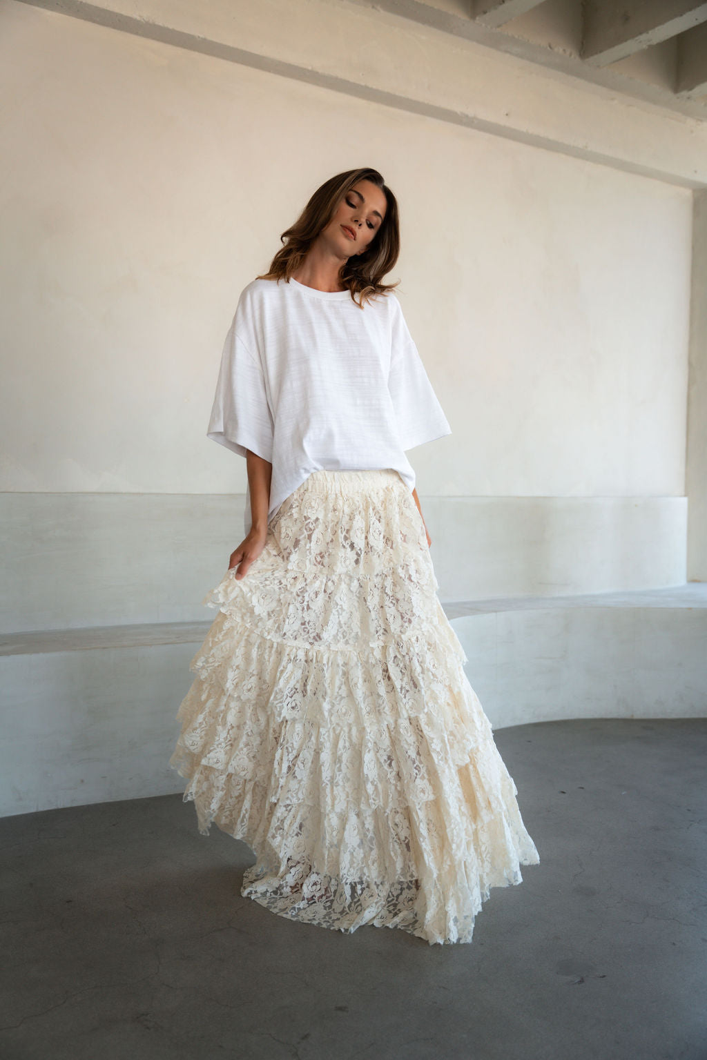 LACE UNTAMED SOUL SKIRT - NATURAL