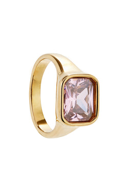 Square Cocktail Ring: Pink