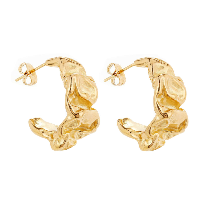 Crumpled Gold Hoops
