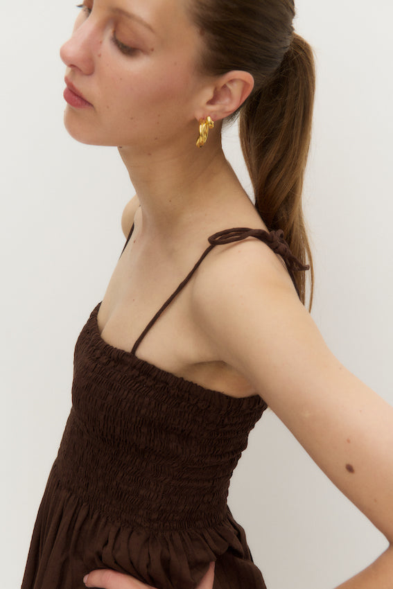 THE BILLIE DRESS - BROWN COTTON