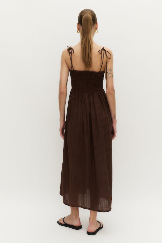 THE BILLIE DRESS - BROWN COTTON