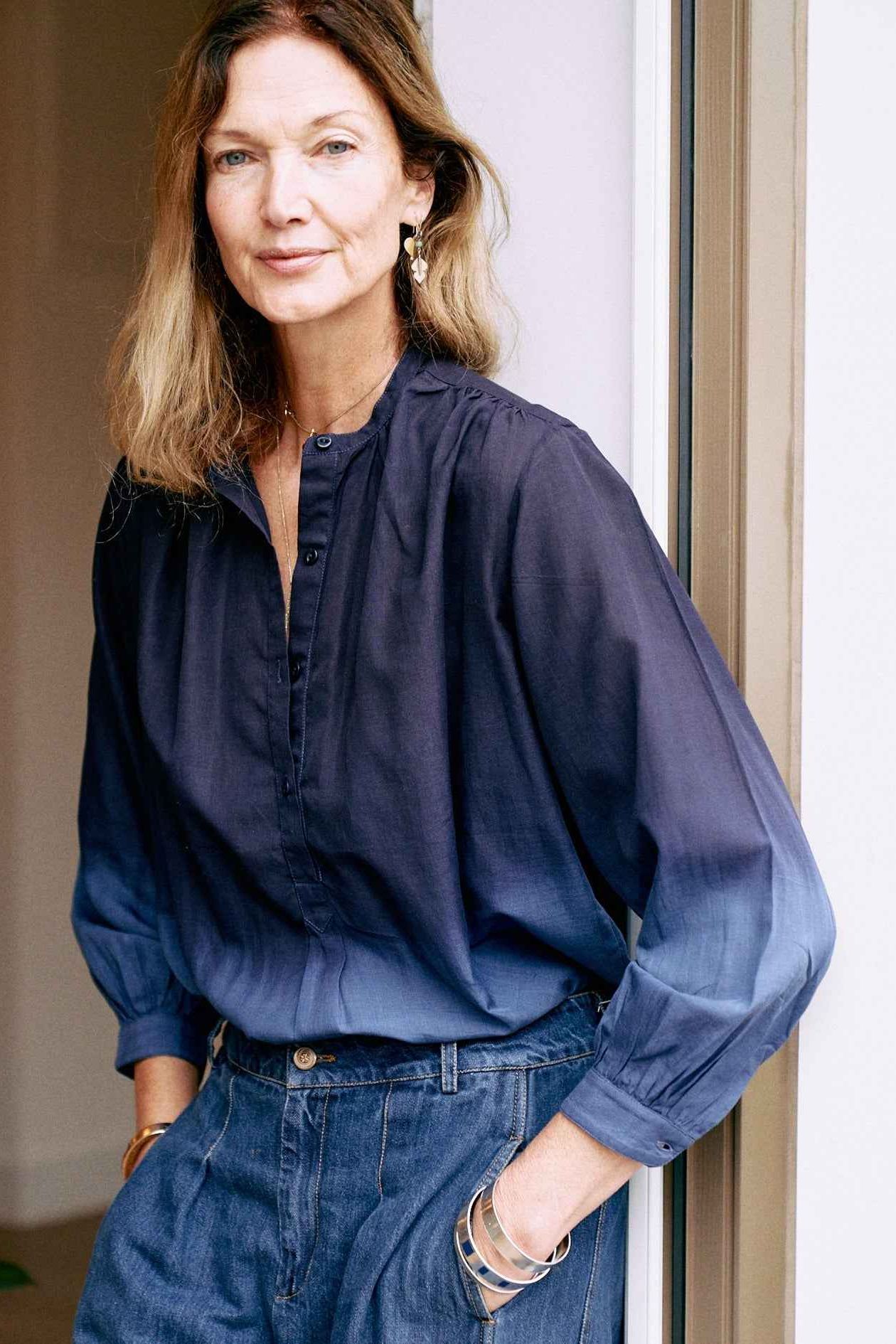 wren blouse | midnight/navy dip dye