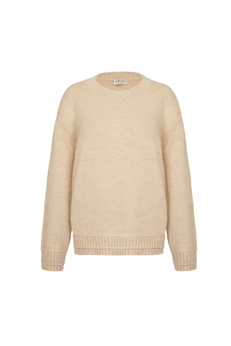 Brampton Crew Neck Jumper in Ecru