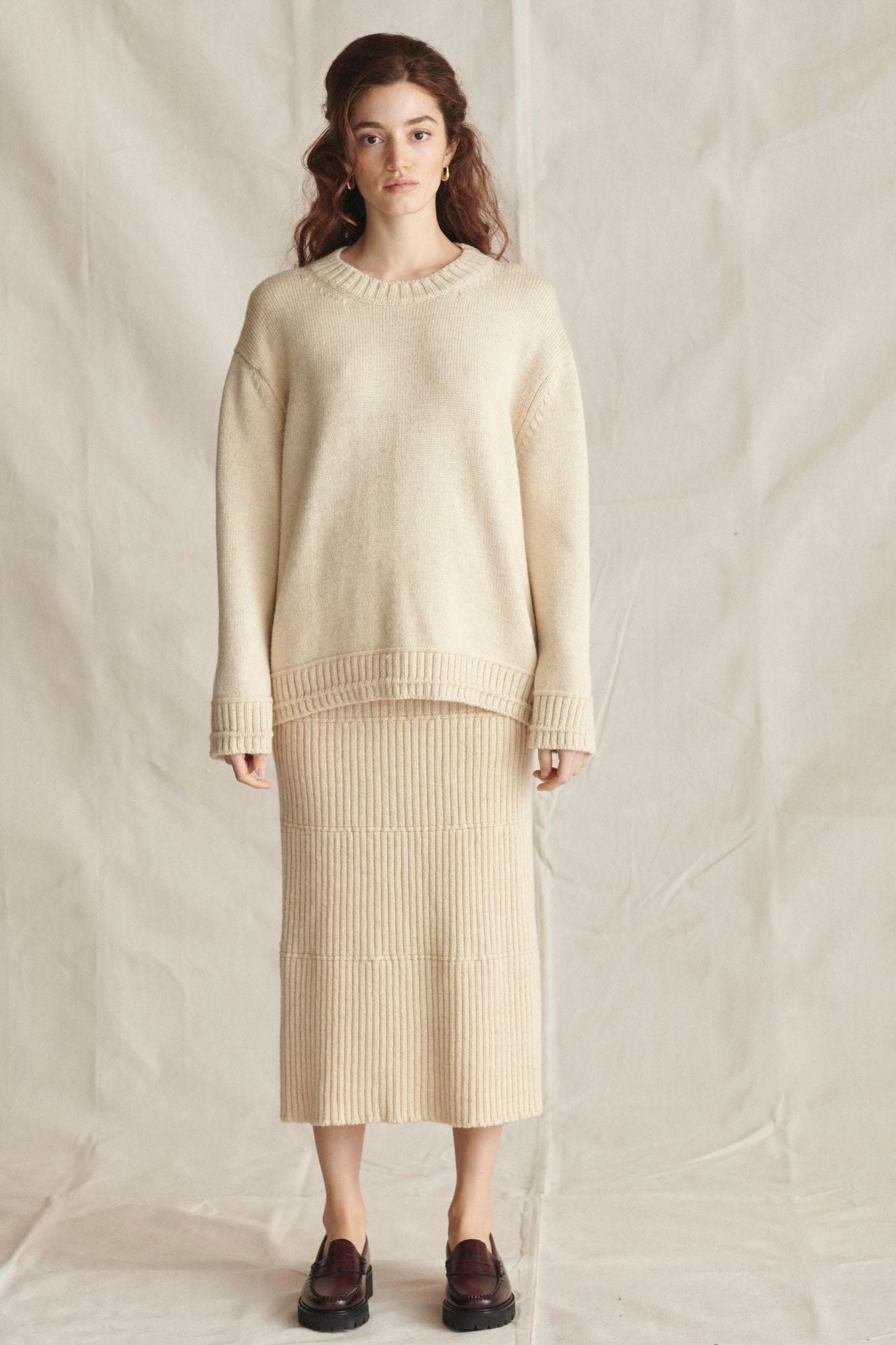 Brampton Crew Neck Jumper in Ecru