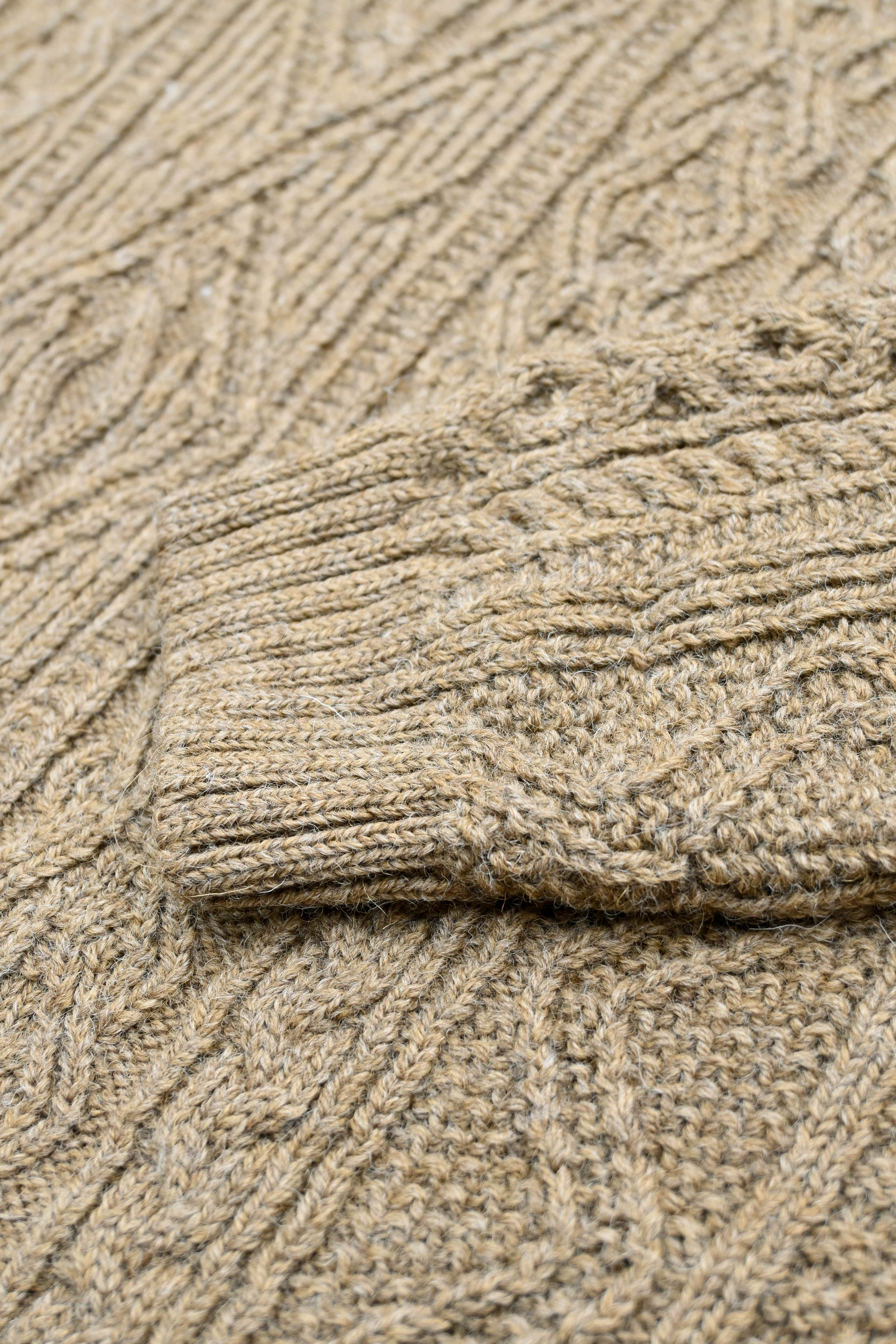 The Freyja British Wool Cable Sweater in Bronze Olive