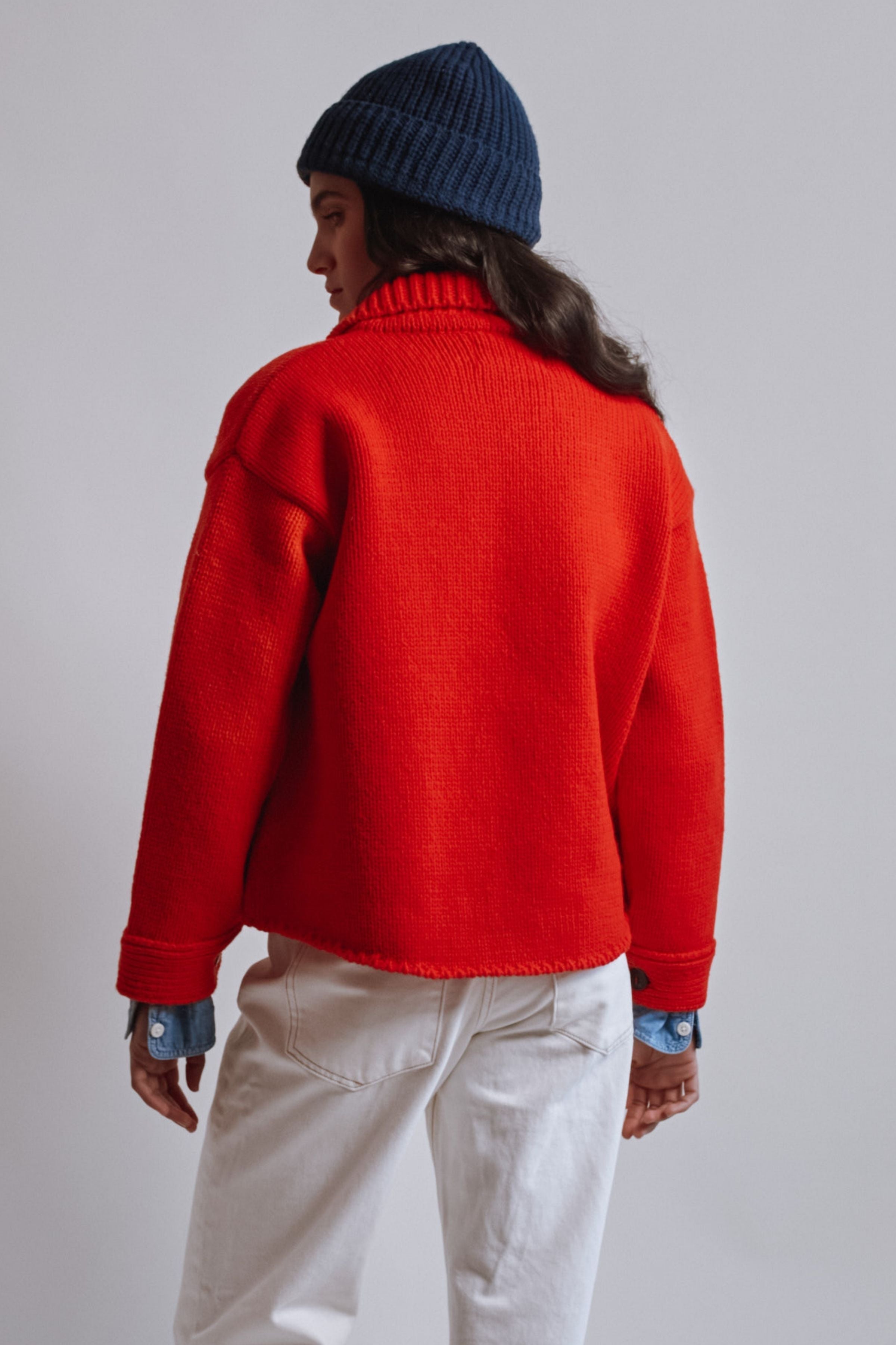 CALAMITY Knit Jacket in Merino Wool - Red