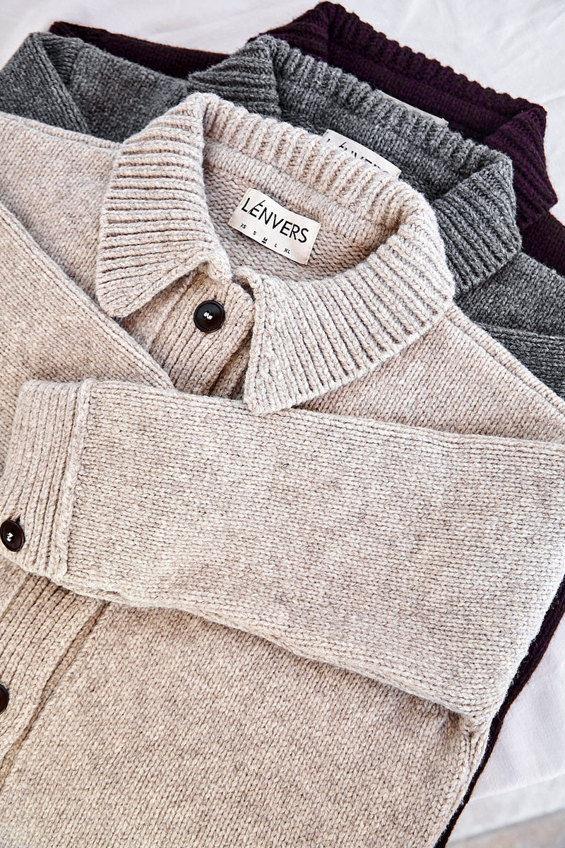 CALAMITY Knit Jacket in Merino Wool - Beige